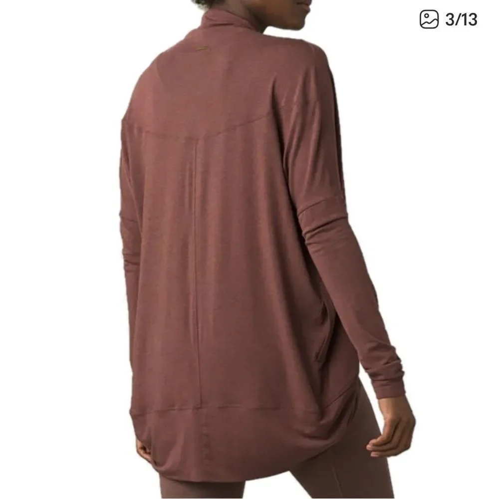Prana Foundation Munra Wrap Cardigan Sweater Brown Womens XL